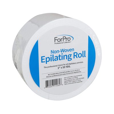 ForPro Non-Woven Epilating Roll for Body and Facial Hair Removal, Tear-Resistant, Lint-Free, 3 x 55 Yards, White