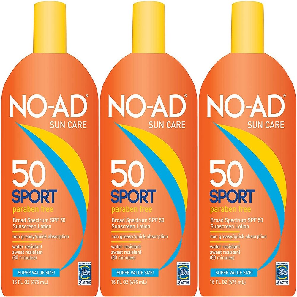 NO-AD Sport Sunscreen Lotion SPF 50 -- 16 fl oz (Pack of 3)