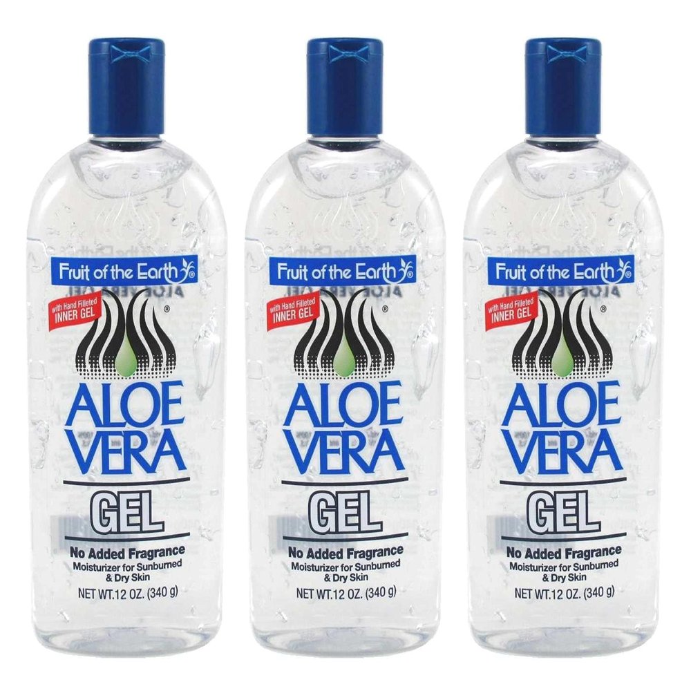 Fruit Of The Earth 100% Aloe Vera 12 Ounce Gel (59ml) (3 Pack)