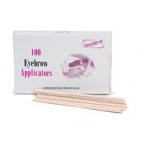 Depileve Wooden Eyebrow Applicators - Waxing Applicator Sticks - for Home and Salon - Box of 100