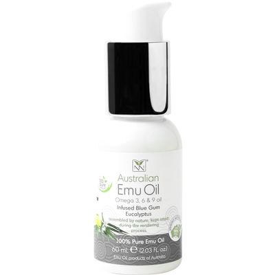 Y Not Natural Pure Emu Oil - Organic Moisture for Face, Body, Hair, Scalp & Nails - Rich in Omega 3-6-9, Vitamins & Essential Minerals - Australian Emu Oil (60ml) 2.03 fl oz - Blue Gum Eucalyptus