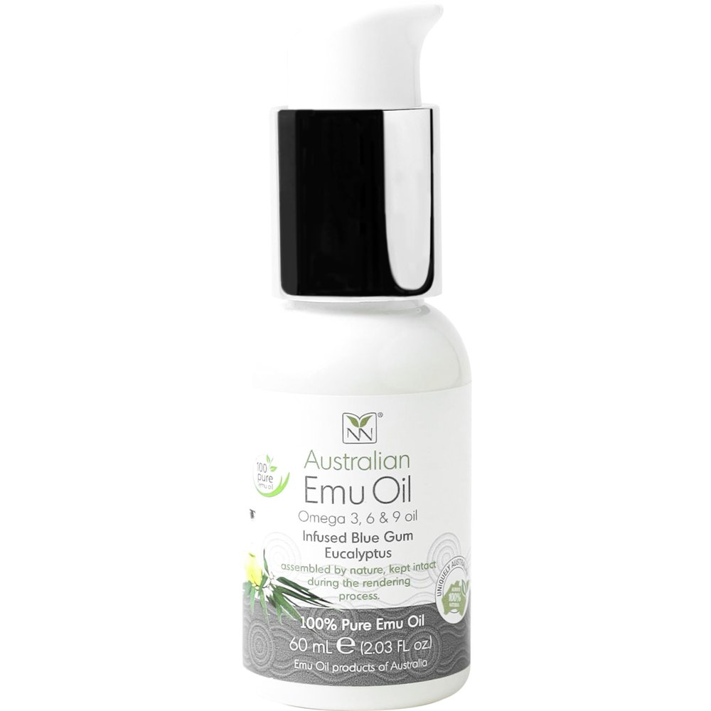 Y Not Natural Pure Emu Oil - Organic Moisture for Face, Body, Hair, Scalp & Nails - Rich in Omega 3-6-9, Vitamins & Essential Minerals - Australian Emu Oil (60ml) 2.03 fl oz - Blue Gum Eucalyptus