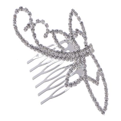 Alilang Women's Silvery Tone Clear Shiny Crystal Rhinestones Dragonfly Hair Comb
