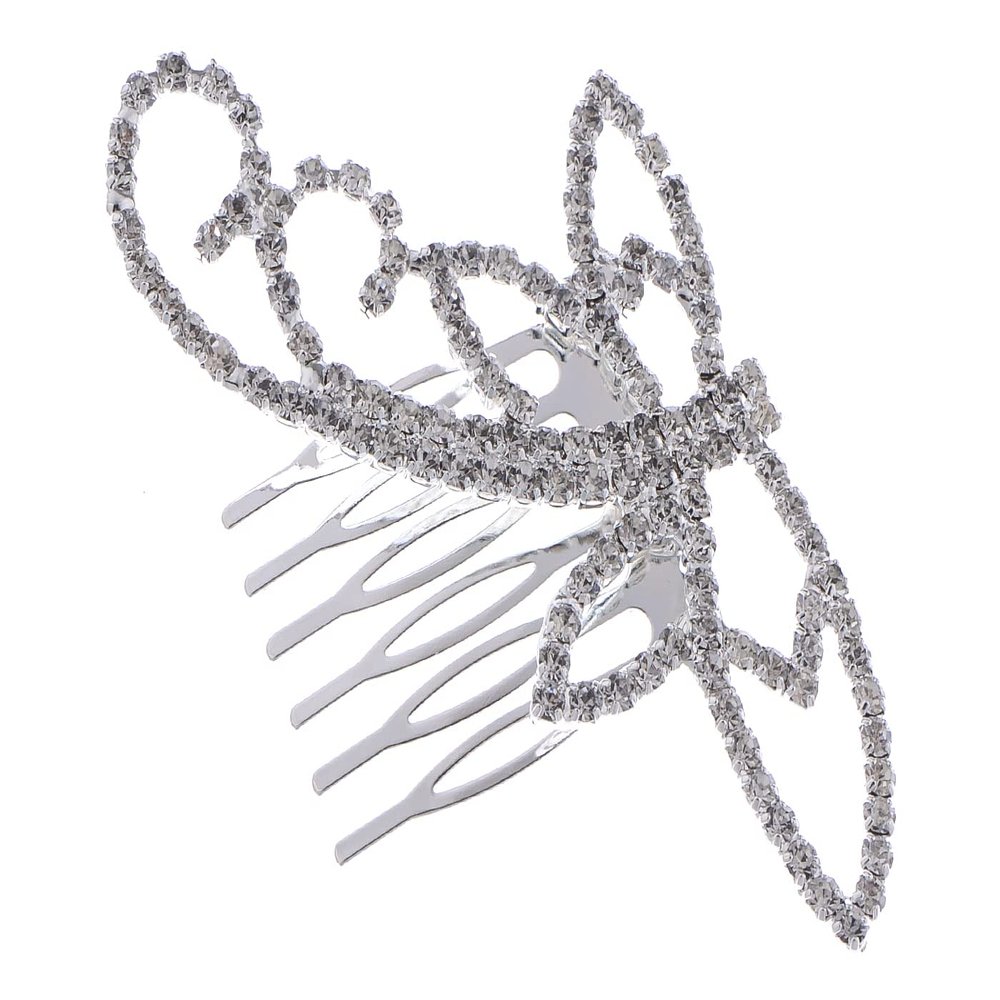 Alilang Women's Silvery Tone Clear Shiny Crystal Rhinestones Dragonfly Hair Comb