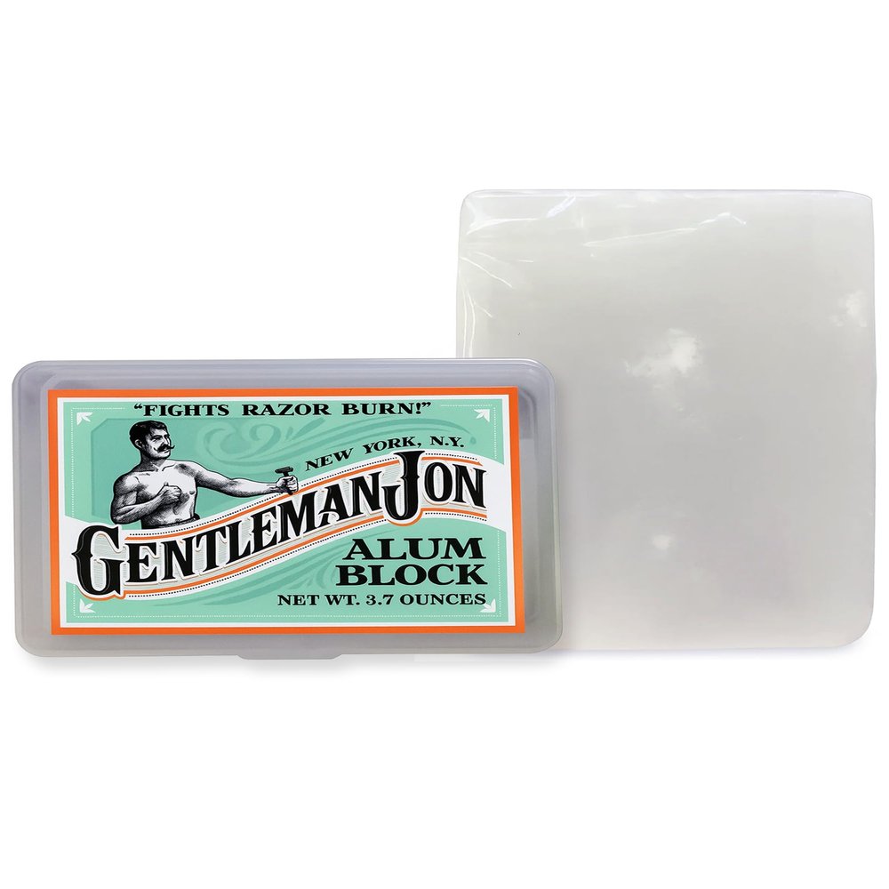 Gentleman Jon 3.7 Ounce Alum Block in Plastic Case - Upgrade Your Shave - Soothing Aftershave Solution for Shaving Razor Burn Relief - Travel Friendly Durable Plastic Case Included, Aftershave for Men