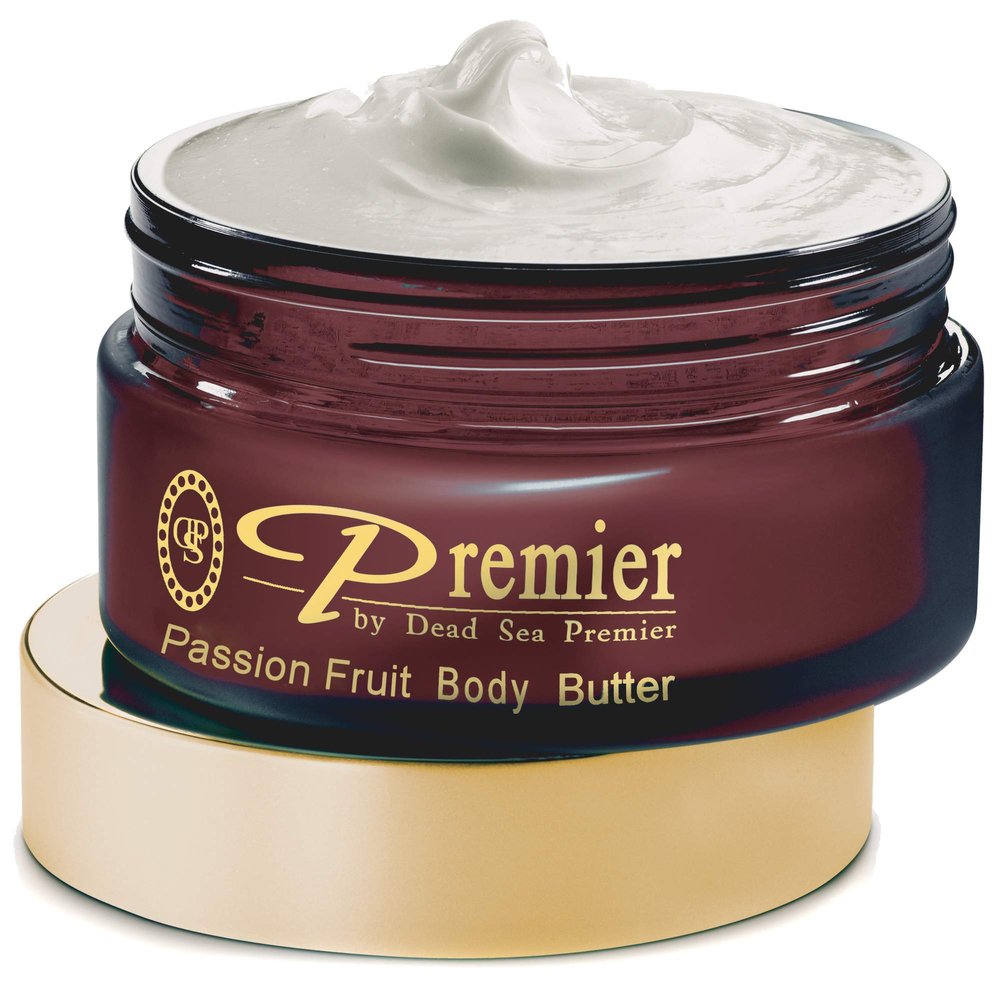 Premier Dead Sea Aromatic Body Butter  Passion Fruit, Hydrating Shea Body Butter for Women & Men, Moisturizing, Firming & Anti-Aging Cream for Dry Skin, Hand & Body, 5.95 Fl.oz