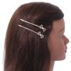 2 Bridal/Prom Long Crystal, Simulated Pearl 'Bow' Hair Grips/Slides In Gold Plating - 85mm Across view 3