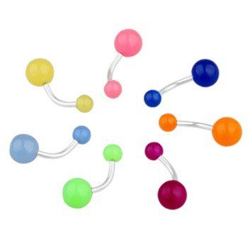 7 UV Light Belly Navel Bars Rings Body Piercing