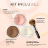 4pc KIT w/FACE BRUSH (COCOA) Mineral Makeup Matte Foundation Set Bare Skin Sheer Blush Illuminating Finishing Powder Cover view 2