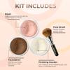 4pc KIT w/FACE BRUSH (EBONY) Mineral Makeup Matte Foundation Set Bare Skin Sheer Blush Illuminating Finishing Powder Cover view 2