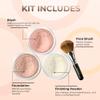 4pc KIT w/FACE BRUSH (LIGHT TAN) Mineral Makeup Matte Foundation Set Bare Skin Sheer Blush Illuminating Finishing Powder Cover view 2