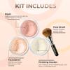 4pc KIT w/FACE BRUSH (PINK BISQUE) Mineral Makeup Matte Foundation Set Bare Skin Sheer Blush Illuminating Finishing Powder Cover view 2