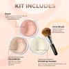 4pc KIT w/FACE BRUSH (LIGHT) Mineral Makeup Matte Foundation Set Bare Skin Sheer Blush Illuminating Finishing Powder Cover view 2