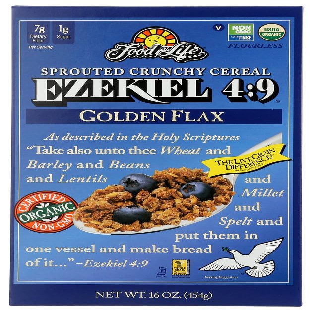 Food For Life Ezekiel 4:9 Organic Sprouted Grain Cereal, Golden Flax, 16-Ounce Boxes (Pack of 6)