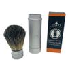 Gents Collapsible Badger Hair Shaving Brush - Retractable Travel Shaving Brush with Silver Metal Handle - Portable Wet Shave Brush for Men view 1