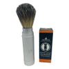 Gents Collapsible Badger Hair Shaving Brush - Retractable Travel Shaving Brush with Silver Metal Handle - Portable Wet Shave Brush for Men view 2