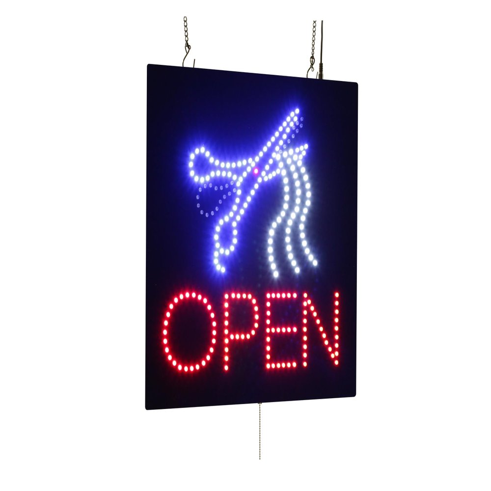 Open Scissors Sign, 16"x16", 40x40cm, TOPKING, LED, Neon, Florescent, Signage, Signboard, Display, Billboard, Screen, Grand Opening, Gift