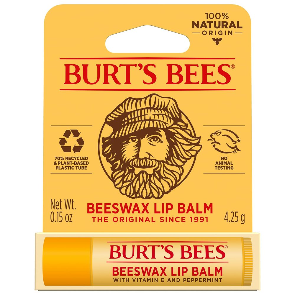 Burt's Bees Burt's Bees 100% Natural Origin Moisturizing Lip Balm, Original Beeswax with Vitamin E & Peppermint Oil, 1 Tube, 0.04 ounce