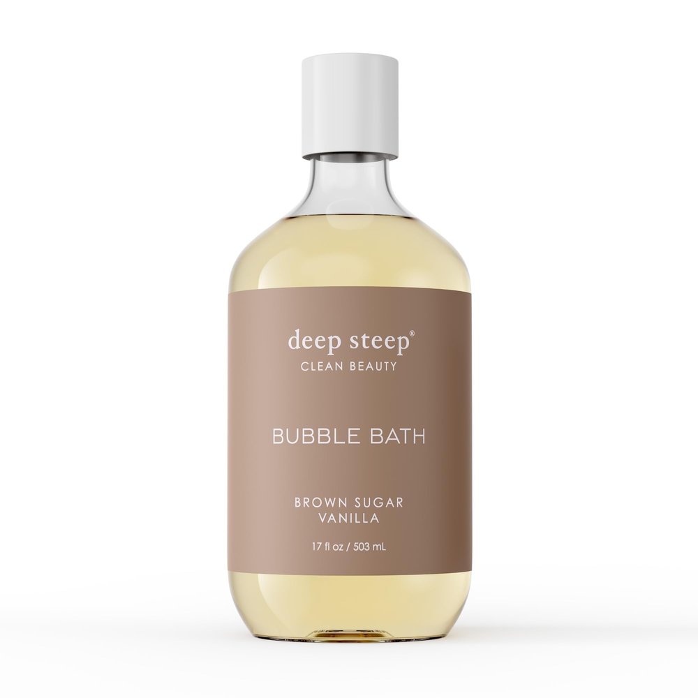 Deep Steep Bubble Bath, Brown Sugar Vanilla 17 oz Hypoallergenic, Clinically Tested Soothing Soak with Shea Butter & Argan Oil Sulfate-Free