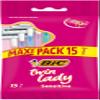 BIC Twin Lady Sensitive Razors, Disposable Razors with Two Blades for a Smooth and Precise Shave, Pack of 15 view 1