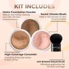 4pc (COCOA) KIT w/KABUKI BRUSH Mineral Makeup Matte Loose Powder Foundation Concealer Blush Long Lasting Bare Face Cosmetics view 2