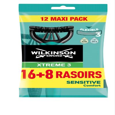 Wilkinson Sword Xtreme 3 Pure Sensitive Comfort Male Disposable Razors - pack of 24
