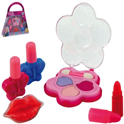 Schmink-Set mit Lidschatten, Lipgloss,Lippenstift, Nagellack und Applikator