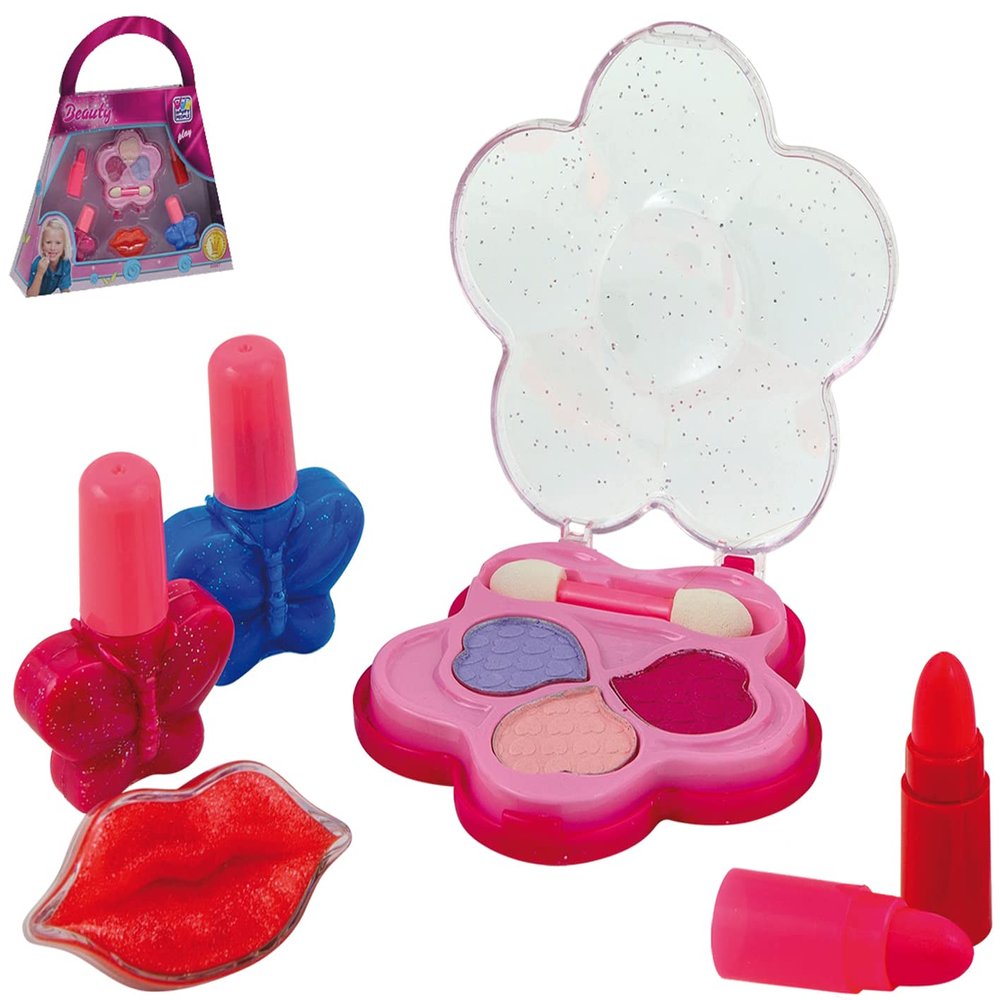 Schmink-Set mit Lidschatten, Lipgloss,Lippenstift, Nagellack und Applikator