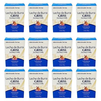 12pk - Donkey's Milk Soap - Jabon Leche de Burra - Grisi (3.5 Oz. X 12 Units) by Grisi