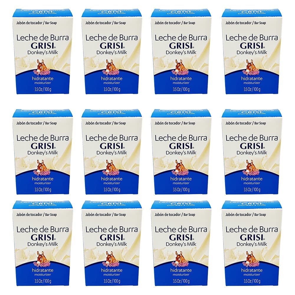 12pk - Donkey's Milk Soap - Jabon Leche de Burra - Grisi (3.5 Oz. X 12 Units) by Grisi