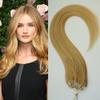 26" 50g 100s Micro Ring Loop 100% Human Hair Extensions Natural Soft Real Beauty Straight Hair Gift 100strands in one pack, (color #27 Dark Blonde) view 1