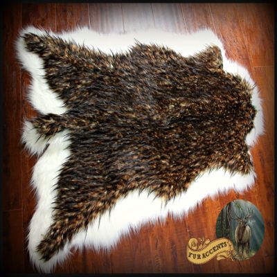 Fur Accents Deer Skin Accent Rug Plush Faux Fur Double Fallow Deer Carpet 48"x60"