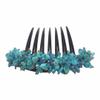 Thai Hair Comb, 4 x 3.5 Inch, Turquoise, Synthetic, Handmade From Thailand, Ornamented Along top of Heading with Stone & Crystal, Ideal for French Twist Hairstyle, Women attending formal events view 1
