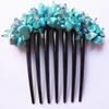 Thai Hair Comb, 4 x 3.5 Inch, Turquoise, Synthetic, Handmade From Thailand, Ornamented Along top of Heading with Stone & Crystal, Ideal for French Twist Hairstyle, Women attending formal events view 3