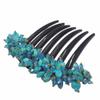 Thai Hair Comb, 4 x 3.5 Inch, Turquoise, Synthetic, Handmade From Thailand, Ornamented Along top of Heading with Stone & Crystal, Ideal for French Twist Hairstyle, Women attending formal events view 4
