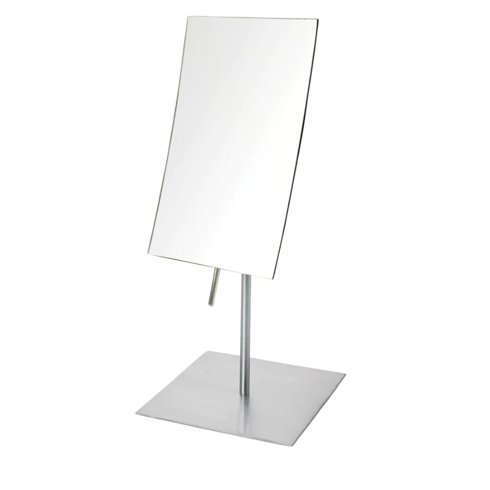 JERDON Rectangular Tabletop Makeup Mirror - 3X Magnification with Nickel Finish - 5-inch by 8-inch Vanity Mirror  Pivot Adjustment - Model JP358N