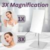 JERDON Rectangular Tabletop Makeup Mirror - 3X Magnification with Nickel Finish - 5-inch by 8-inch Vanity Mirror  Pivot Adjustment - Model JP358N view 2