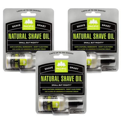 Pacific Shaving Company Natural Shaving Oil - Eliminates Cuts, Nicks, & Razor Burn, Soothes & Moisturizes Skin, Reduces Irritation, with Natural & Organic Ingredients, Made in USA, 5 oz (3-Pack)