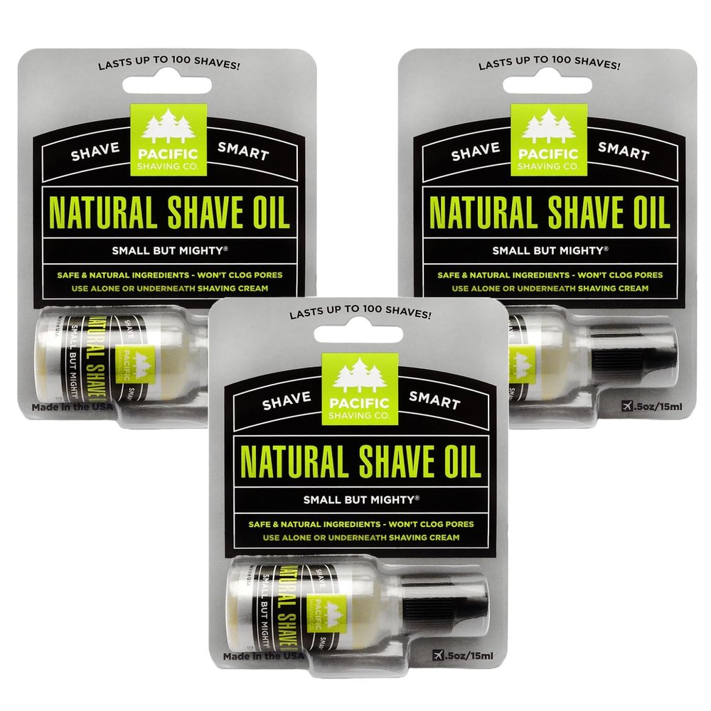 Pacific Shaving Company Natural Shaving Oil - Eliminates Cuts, Nicks, & Razor Burn, Soothes & Moisturizes Skin, Reduces Irritation, with Natural & Organic Ingredients, Made in USA, 5 oz (3-Pack)