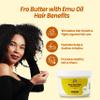 Fro Butter Emu Oil Hair Moisturizer for Black Women & Men | 4C Hair Products | Natural Hair Growth | Organic Ingredients | For Healthier, Stronger, Thicker - Coils, Curls, Edges, & Locs | 8oz Jar view 2