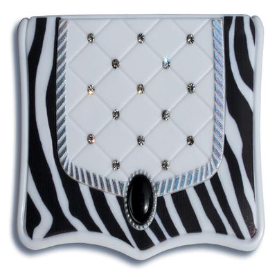 Lissom Design Compact Mirror - Handheld Magnifying Cosmetic Mirror, 3.5 x 2.63-Inch, Zebra
