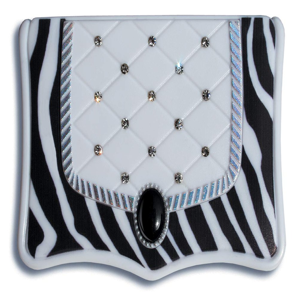 Lissom Design Compact Mirror - Handheld Magnifying Cosmetic Mirror, 3.5 x 2.63-Inch, Zebra