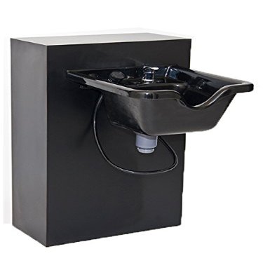 Buy-Rite Professional Salon Shampoo Bowl Bulkhead 24"W x 12"D x 39"H, Fully Assembled Wood Cabinet, Easy Bowl Mounting, Storage Surface, Black Finish, BR-2FTBULK