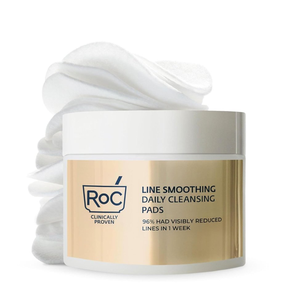 RoC Daily Resurfacing Facial Disks, Exfoliating Makeup Removing Pads with Skin-Conditioning Cleanser, Hypoallergenic & Oil-Free, 28 Count