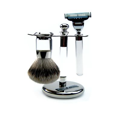 Golddachs 3-Piece Shaving Set with Metal and Acrylic Elements