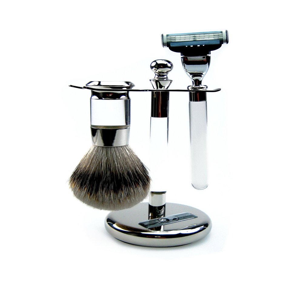 Golddachs 3-Piece Shaving Set with Metal and Acrylic Elements
