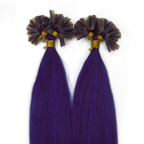 Xiaonibang Hair Extensions Pre Bonded Nail U Tip in Remy Brazilian Human Hair 100s (22''0.6g/s, Purple)