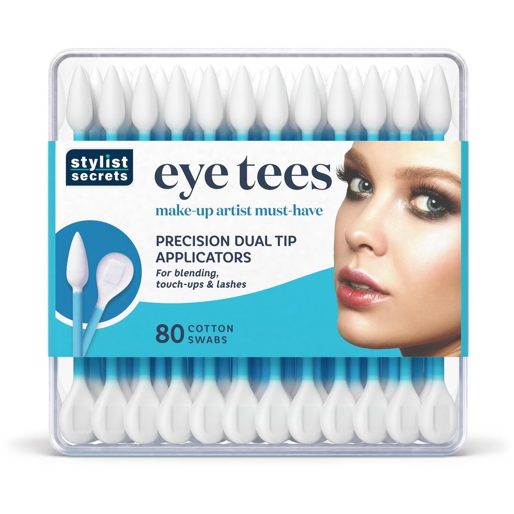 Fran Wilson EYE TEES COTTON TIPS 80 Count (6 PACK) - Precision Makeup Applicator, Double-sided Swabs with Pointed and Rounded Ends for Perfect Blending, Effective Cleaning and Precise Touch-ups