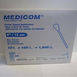 Medicom Cotton Tip Tipped Applicator, 6" Non-Sterile 806