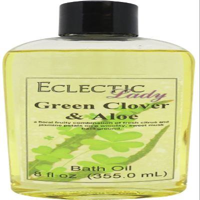 Green Clover And Aloe Bath Oil, Relaxing Bathing Oil, 8 oz